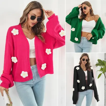 Women's 3D Flower Knitted Cardigan