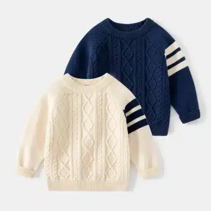 Casual Round Neck Knitted Sweater For Kids
